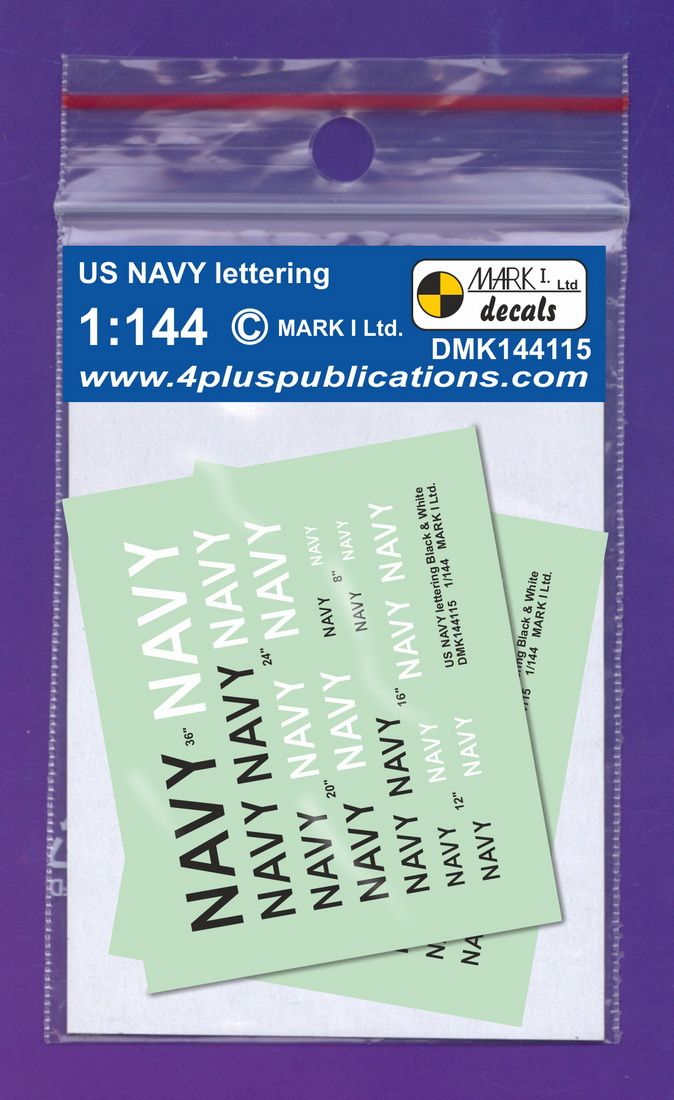 1:144 US Navy lettering - Black & White (2 sets)
