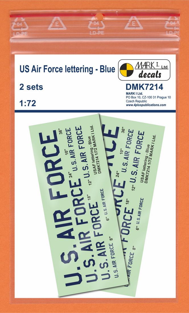 1:72 USAF Lettering - Blue (2 sheets)