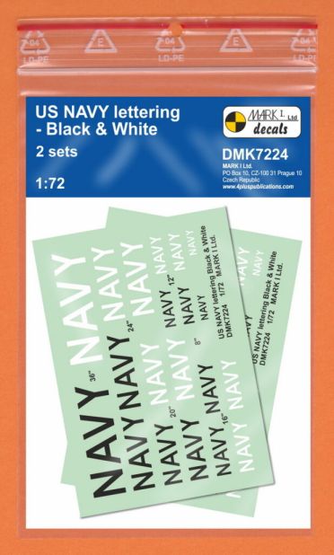 1:72 US Navy lettering – Black & White