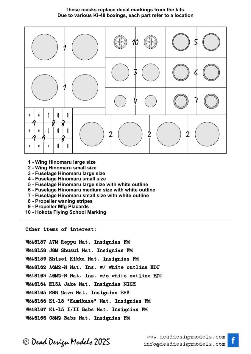 1:48 Kawasaki Ki-48-IIb Sokei 'Lily' National Insignias