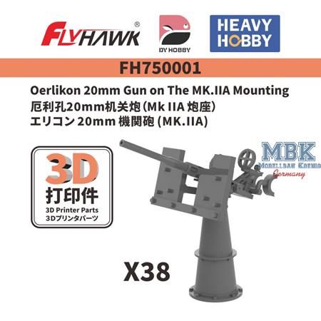 1:700 Oerlikon 20mm Gun on MK.IIA Mounting (3D Print)