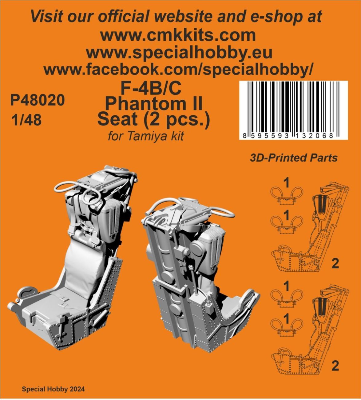 1:48 F-4B Phantom Seat (2 pcs.) for Tamiya kit