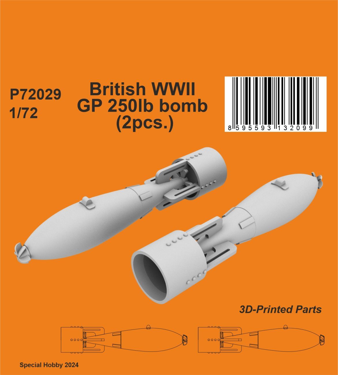1:72 British WWII GP 250lb bomb (2pcs.)