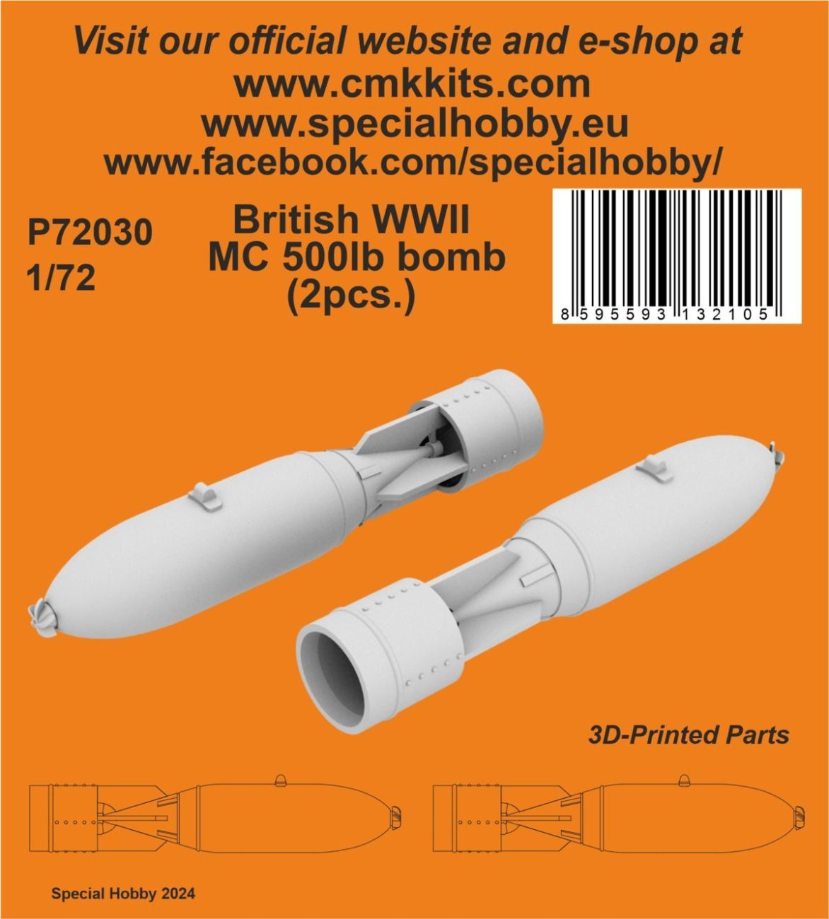 1:72 British WWII MC 500lb bomb Mk.IV (2pcs.)