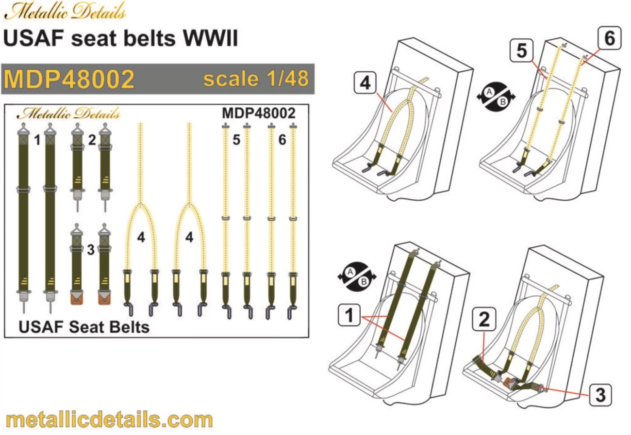 1:48 USAF seat belts WWII