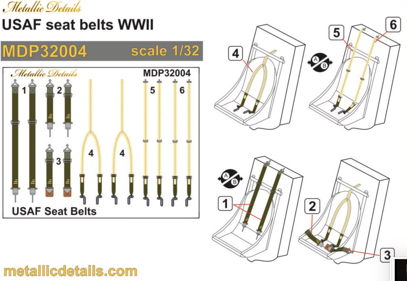 1:32 USAF seat belts WWII
