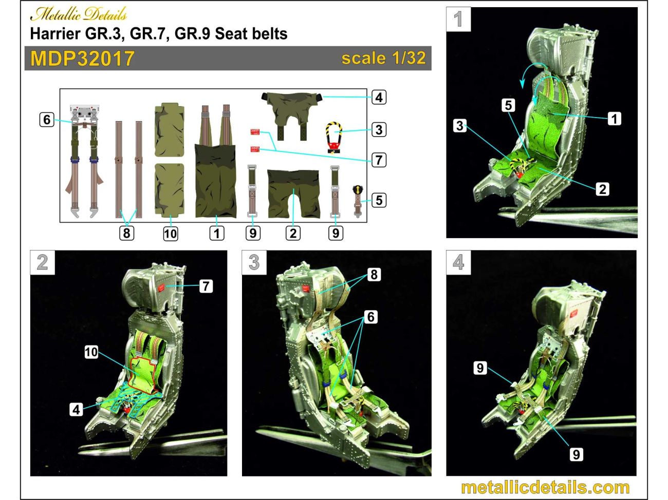 1:32 BAe Harrier GR.3, GR.7, GR.9 Seat belts