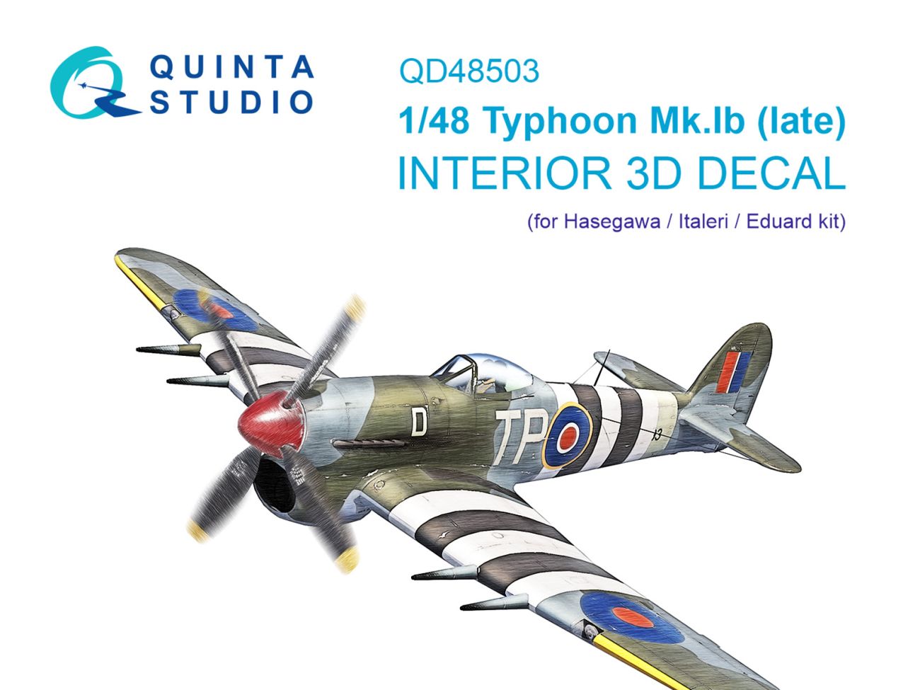 1:48 Typhoon Mk.Ib late 3D-Printed & coloured Interior on decal paper (Hasegawa/Italeri)