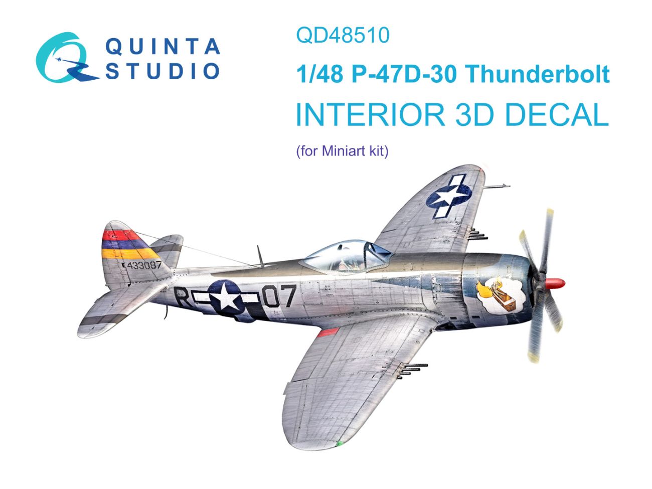 1:48 P-47 D-30 3D-Printed & coloured Interior on decal paper (Miniart)