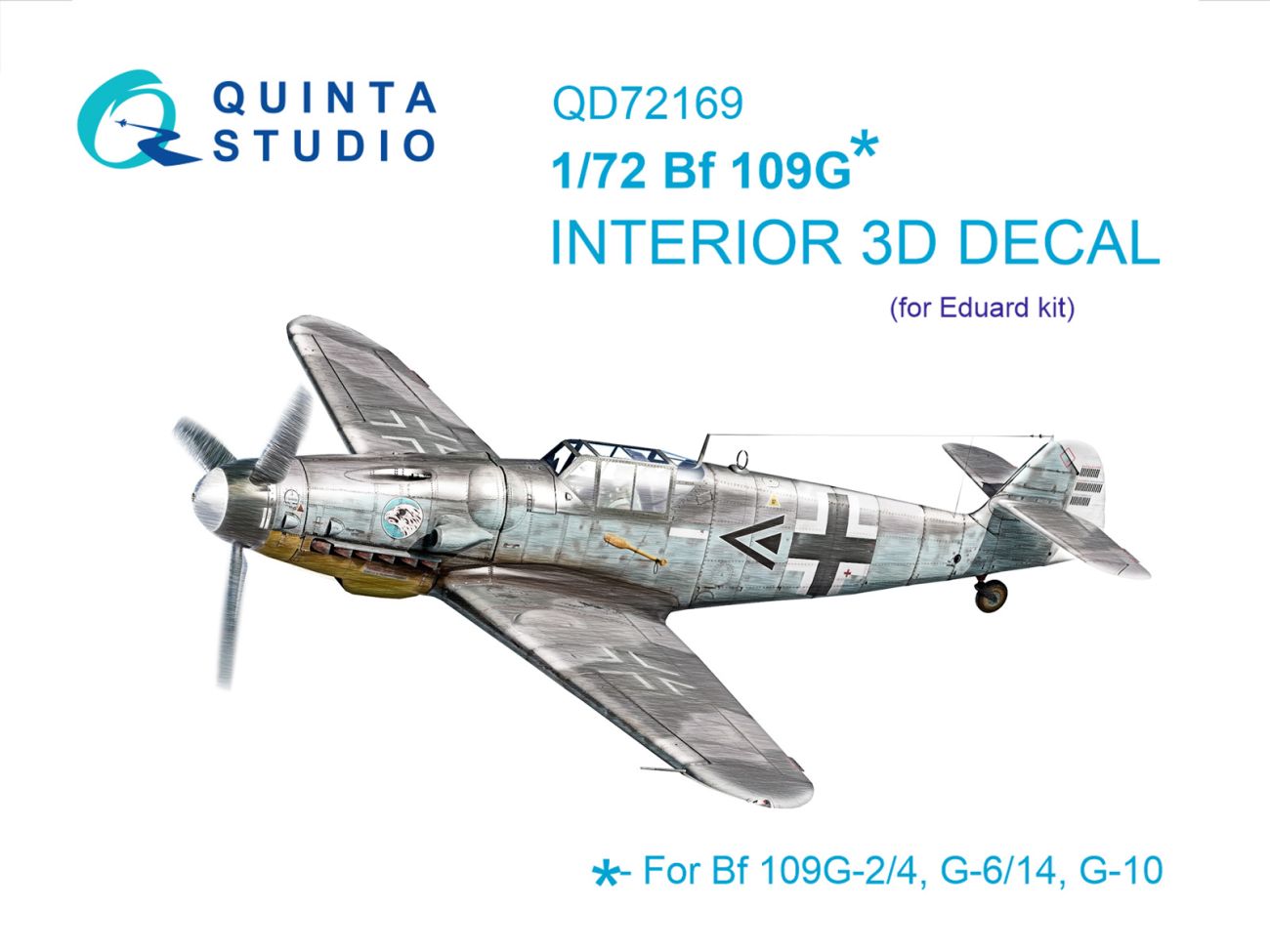 1:72 Bf 109G 3D-Printed & coloured Interior on decal paper (Eduard)