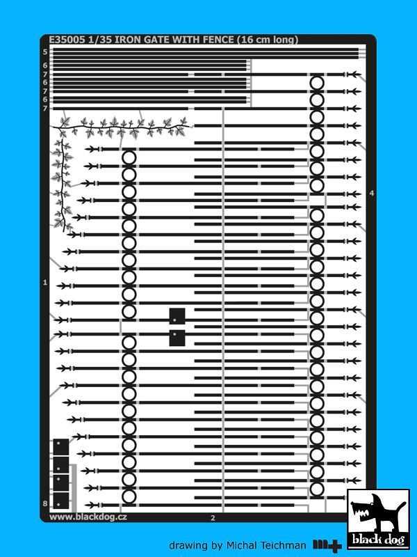 1:35 Iron gate with fence (16 cm long)