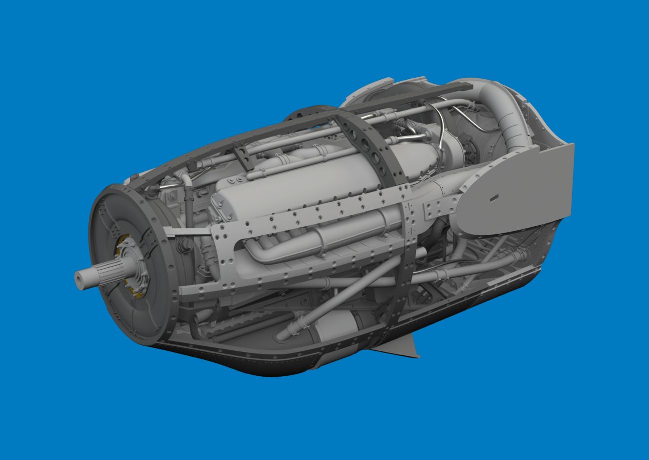 1:48 Lockheed P-38F/P-38G Lightning right engine (3D-Printed)