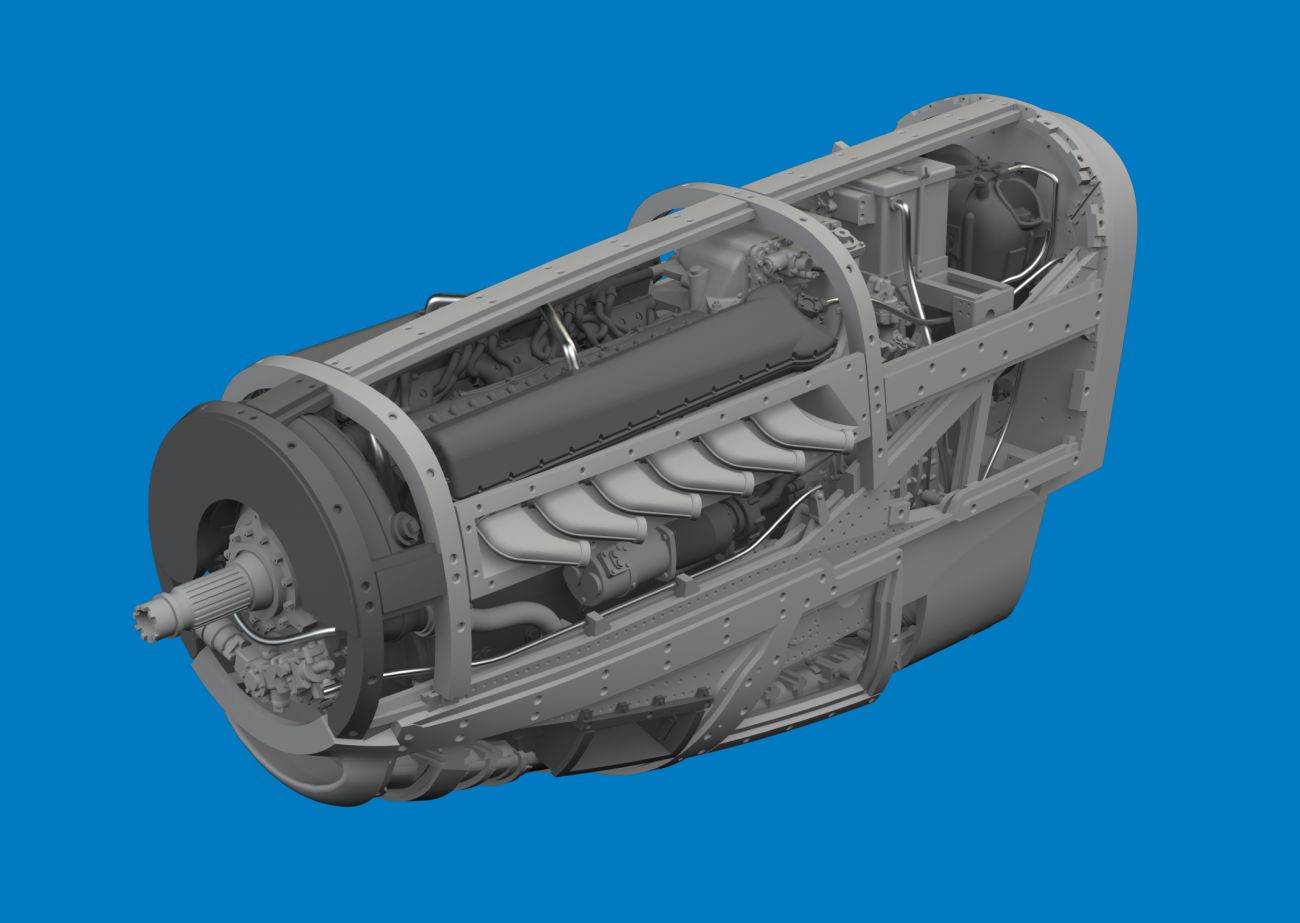 1:72 North-American P-51D Mustang engine (3D-Printed)