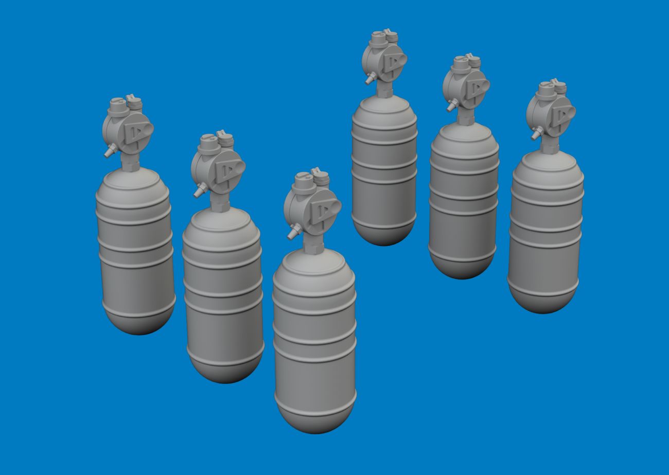 1:72 WWII USAAF oxygen cylinder A-6 (3D-Printed) 