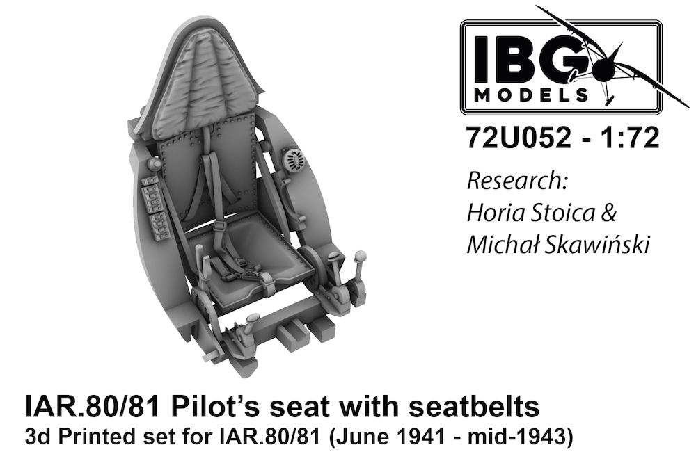 1:72 IAR.80/81 Pilot's Seat w/ Seatbelts (June 1941 - Mid 1943) 3D printed set