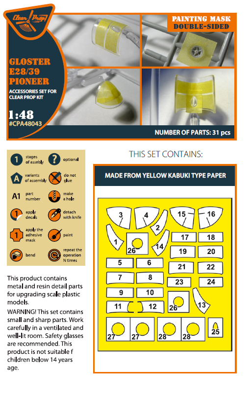 1:48 Gloster E28/39 Pioneer double-sided mask