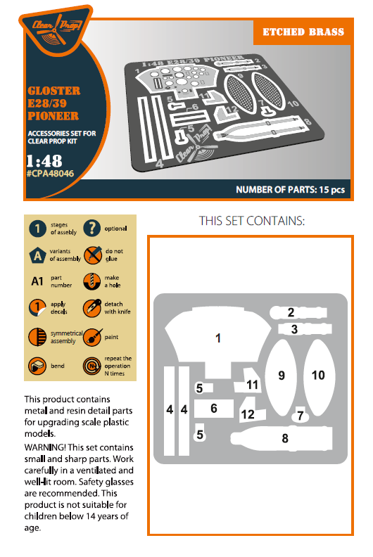 1:48 Gloster E28/39 Pioneer PE parts
