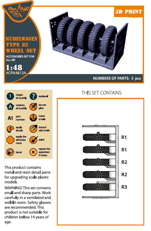 1:48 Kubelwagen type 82 Wheel set 