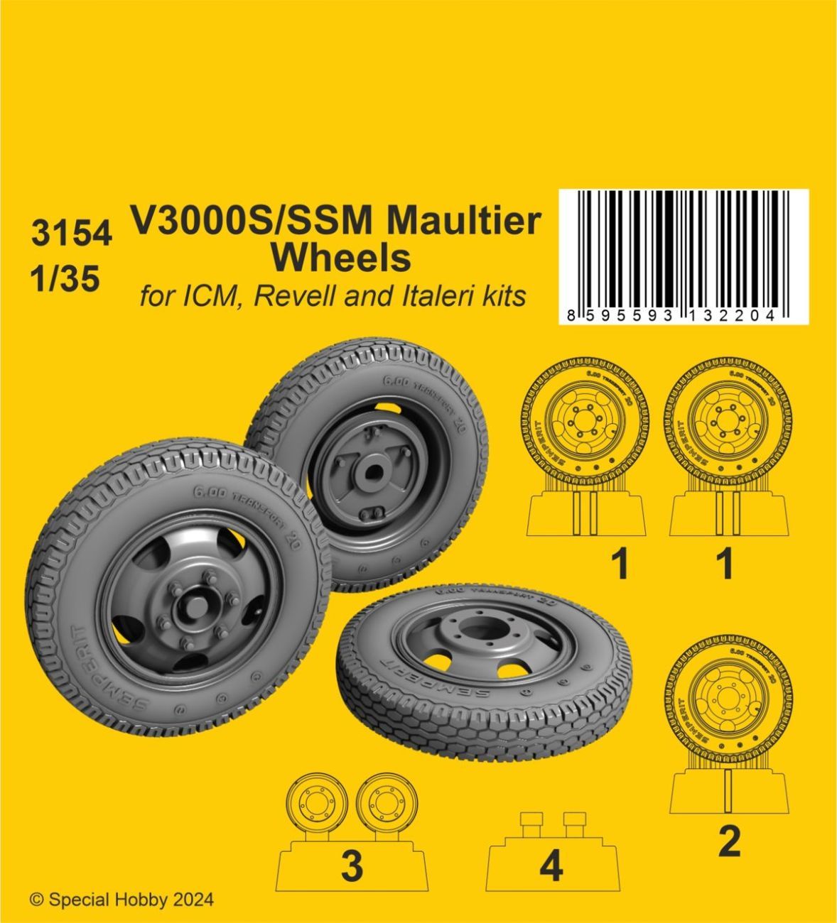 1:35 V3000S/SSM Maultier Wheels for ICM kits