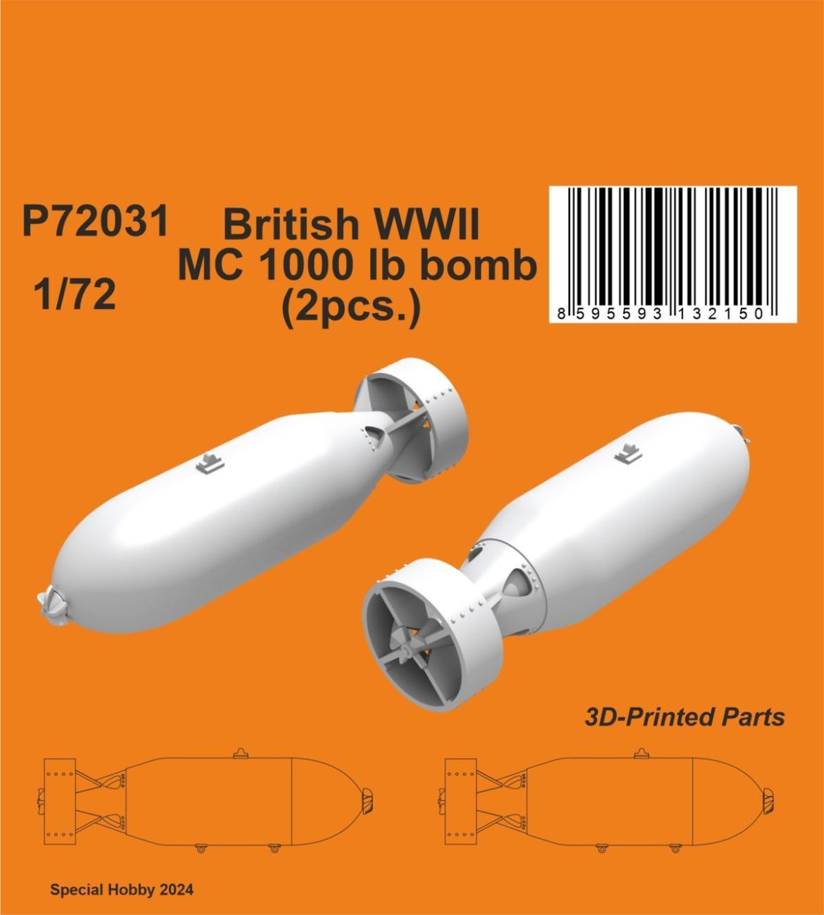 1:72 British WWII MC 1000lb bomb Mk.I (2pcs.)