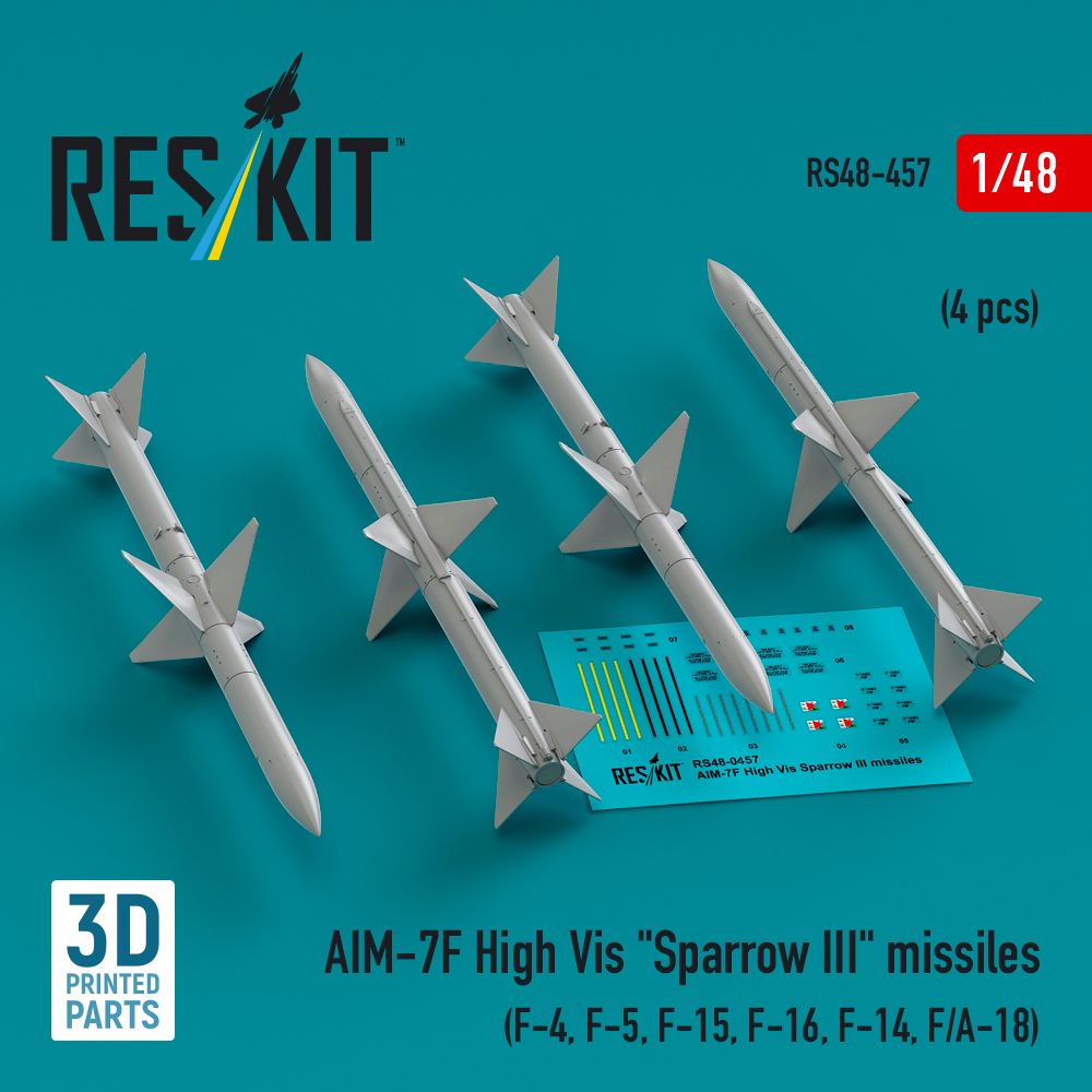 1:48 AIM-7F High Vis Sparrow III missiles (4 pcs)