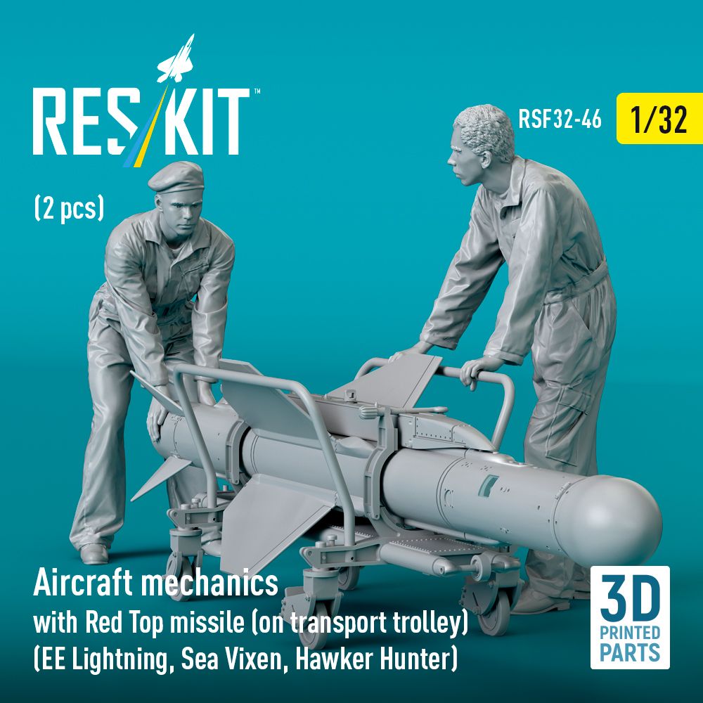 1:32 Aircraft mechanics with Red Top missile (on transport trolley) (EE Lightning, Sea Vixen, Hawker Hunter) (2 pcs)