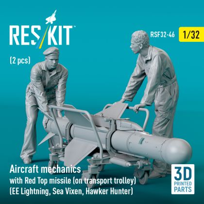 1:32 Aircraft mechanics with Red Top missile (on transport trolley) (EE Lightning, Sea Vixen, Hawker Hunter) (2 pcs)