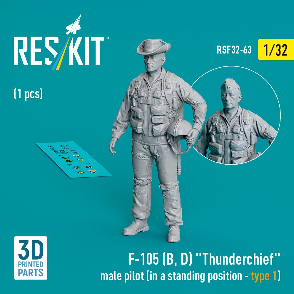 1:32 Republic F-105D/F-105F/F-105G Thunderchief male pilot (in a standing position - type 1) (1 pcs)