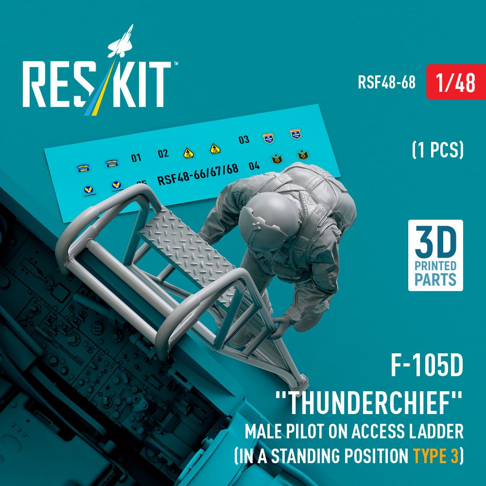 1:48 Republic F-105D/F-105F/F-105G Thunderchief male pilot on access ladder (in a standing position - type 3) (1 pcs)