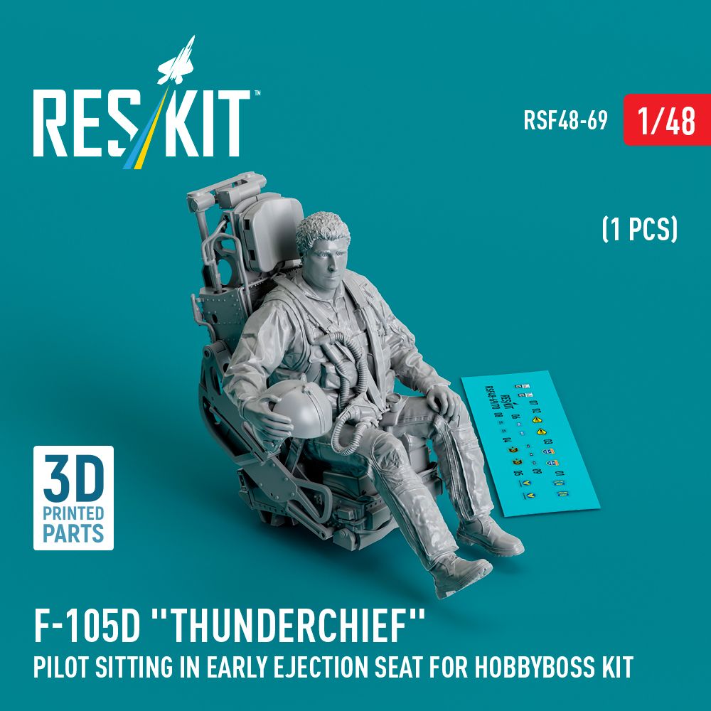 1:48 F-105D Thunderchief pilot sitting in early ejection seat (for Hobby Boss kits) (1 pcs)