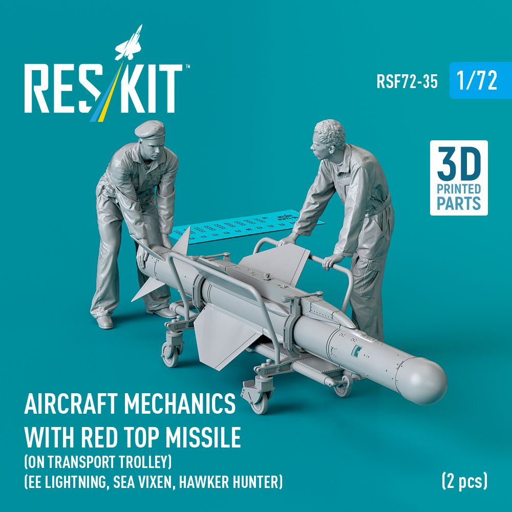 1:72 Aircraft mechanics with Red Top missile (on transport trolley) (EE Lightning, Sea Vixen, Hawker Hunter) (2 pcs)