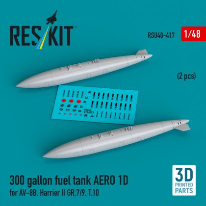 1:48 300 gallon fuel tank AERO 1D for AV-8B, Harrier II GR.7/9, T.10 (2 pcs)