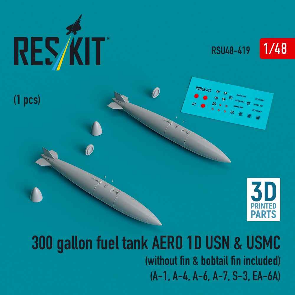 1:48 300 gallon fuel tank AERO 1D USN & USMC (without fin & bobtail fin included) (2 pcs)