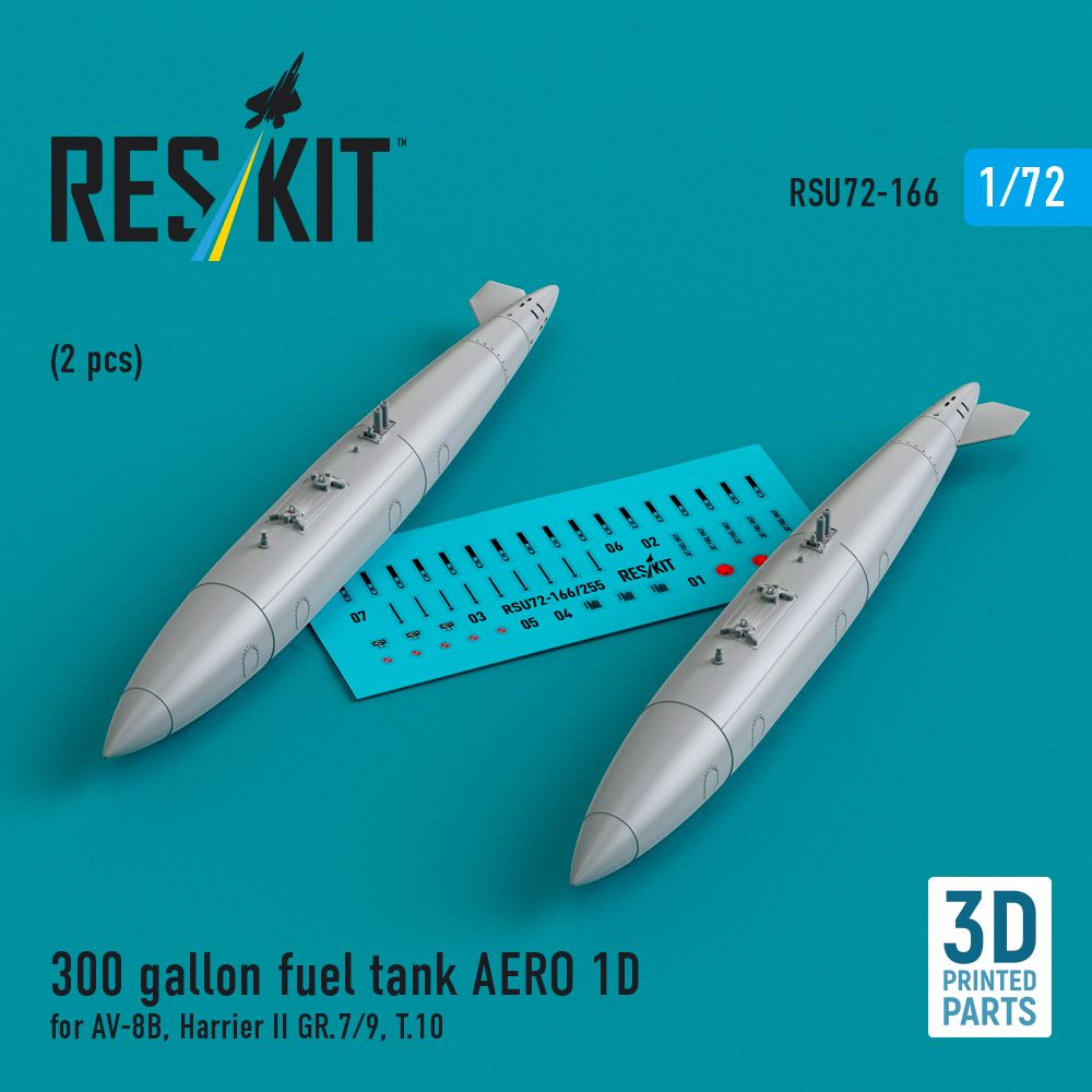 1:72 300 gallon fuel tank AERO 1D for AV-8B, Harrier II GR.7/9, T.10 (2 pcs)