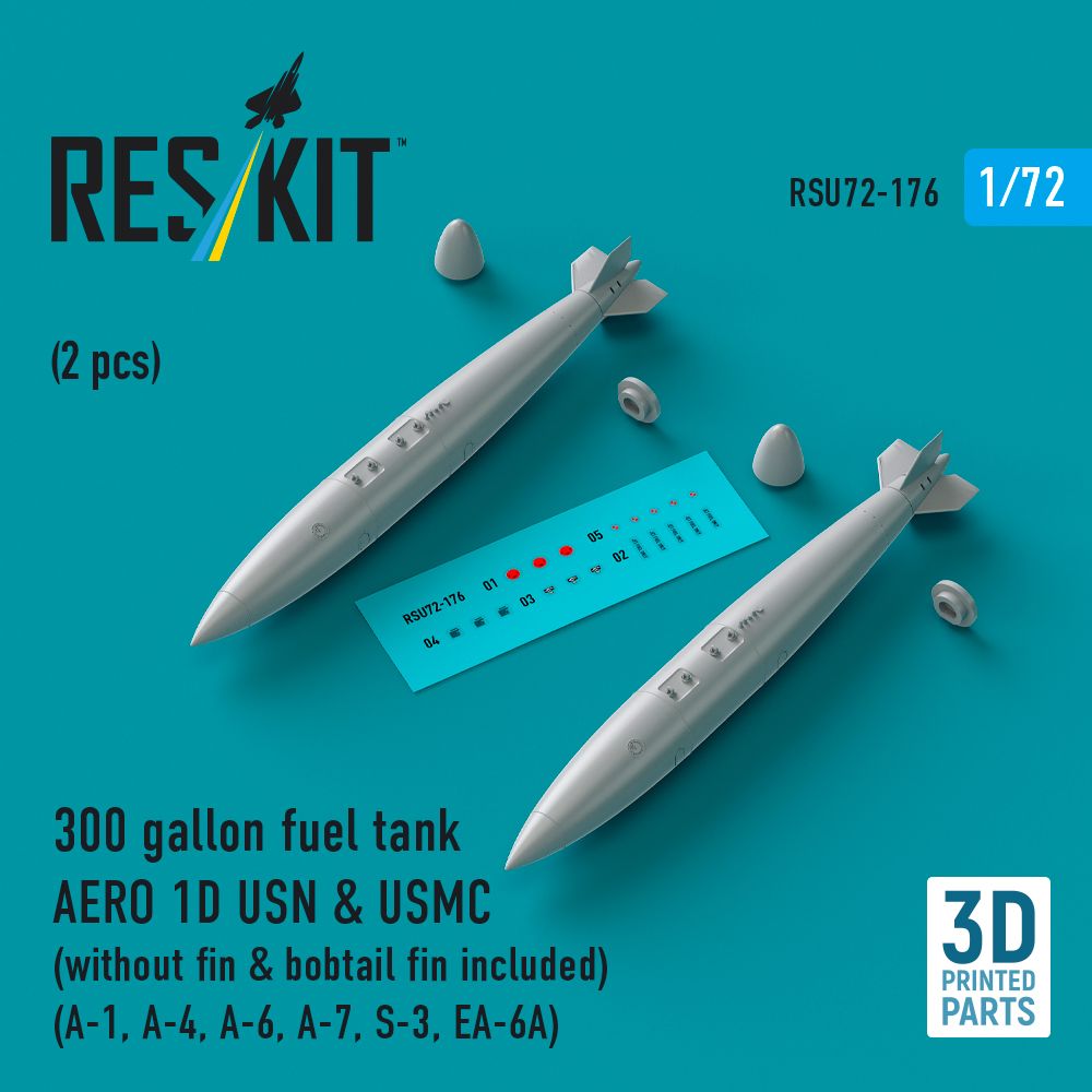 1:72 300 gallon fuel tank AERO 1D USN & USMC (without fin & bobtail fin included) (2 pcs) 