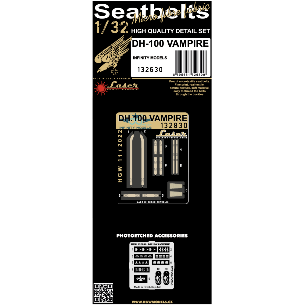 1:32 DH-100 VAMPIRE - Seatbelts 