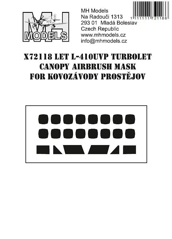 1:72 Let L-410UVP Turbolet canopy airbrush mask for Kovozávody Prostějov