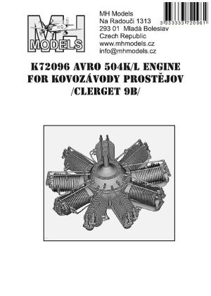 1:72 Avro 504K/L engine for Kovozávody Prostějov (Clerget 9B)