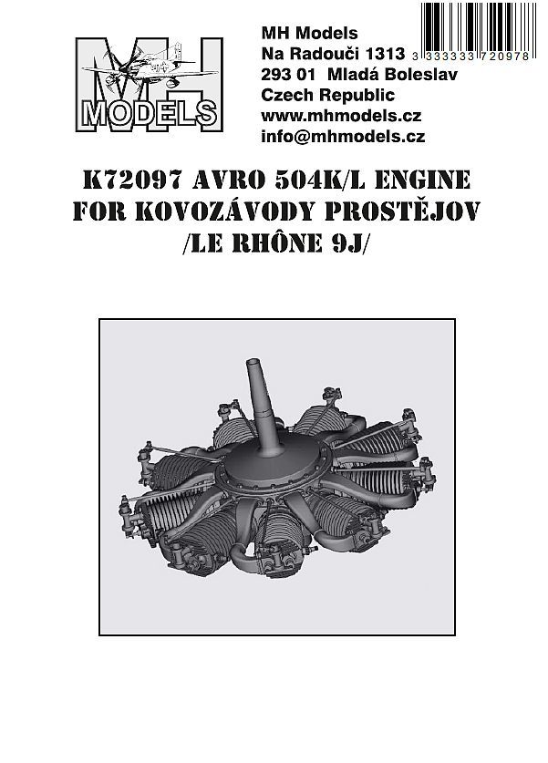 1:72 Avro 504K/L engine for Kovozávody Prostějov (Le Rhône 9J)