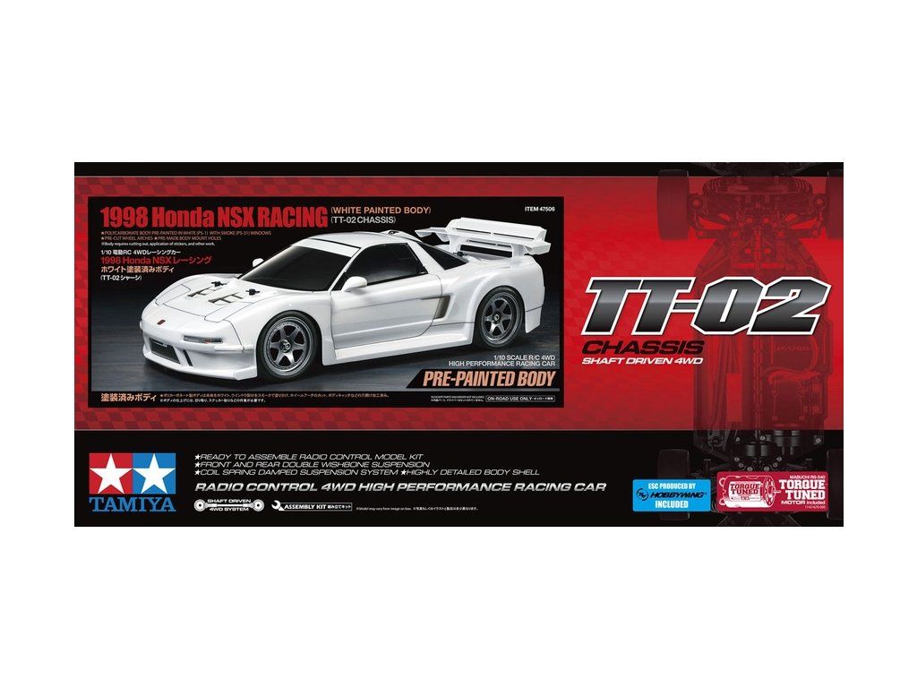 1:10 Tamiya RC Honda NSX Racing TT-02 White PB