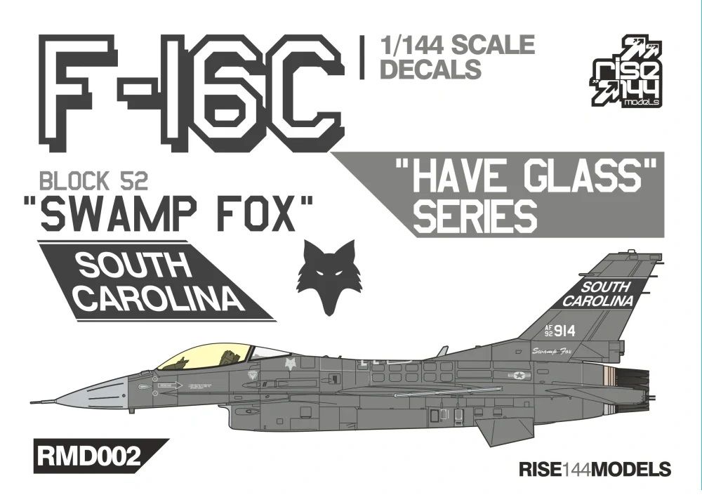 1:144 F-16C decals SWAMP FOX, South Carolina (HAVE GLASS SCHEME)