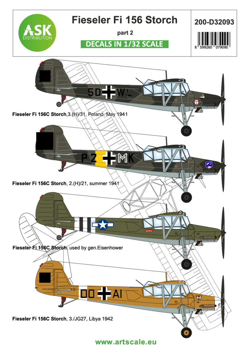 1:32 Fieseler Fi 156C Storch part 2 - gen. Eisenhover and Lybia, East Front
