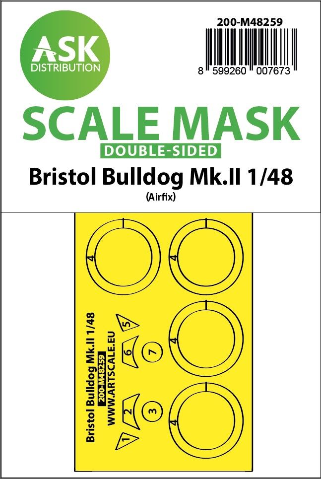 1:48 Bristol Bulldog Mk.II double-sided express fit mask for Airfix