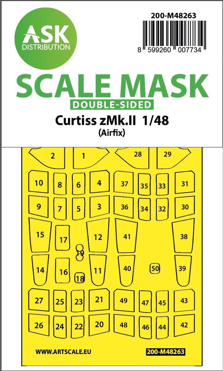 1:48 Curtiss Tomahawk Mk.II double-sided express fit mask for Airfix