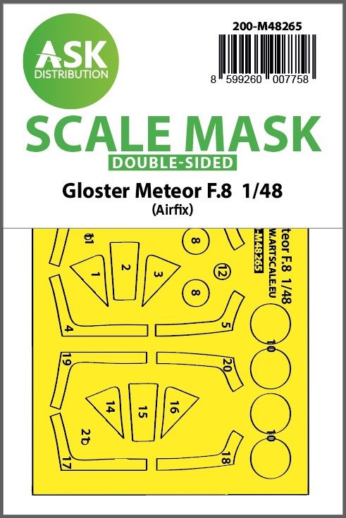 1:48 Gloster Meteor F.8 double-sided express fit mask for Airfix