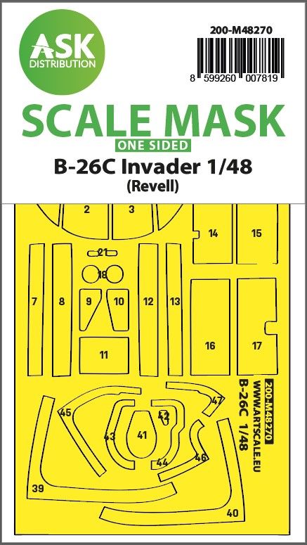 1:48 B-26C Invader one-sided express fit mask for Revell