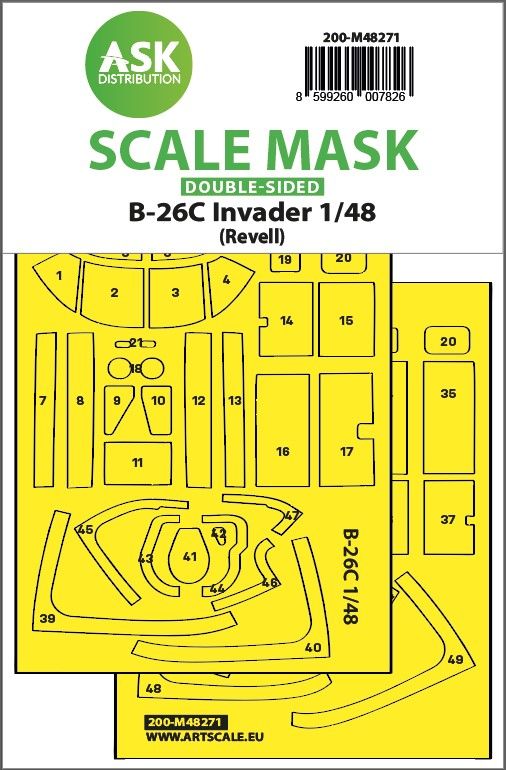 1:48 B-26C Invader double-sided express fit mask for Revell