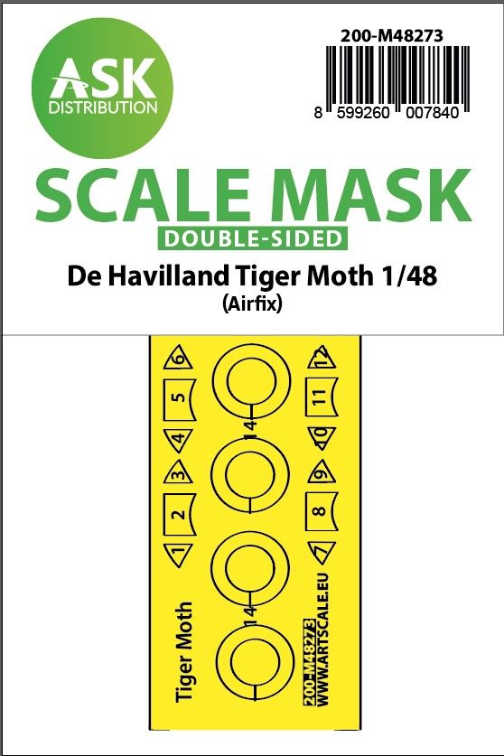1:48 De Havilland Tiger Moth double-sided express fit mask for Airfix