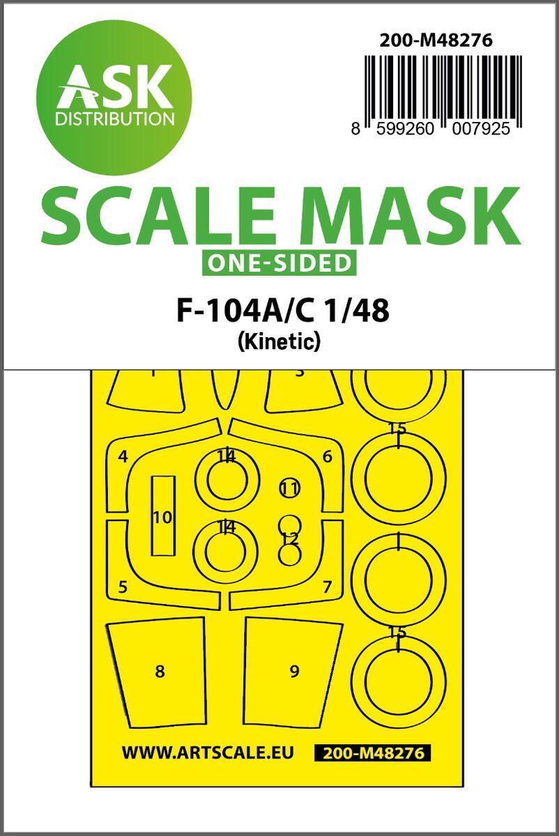 1:48 F-104A/C one-sided express fit mask for Kinetik