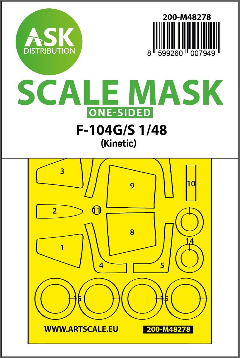 1:48 F-104G/S one-sided express fit mask for Kinetik
